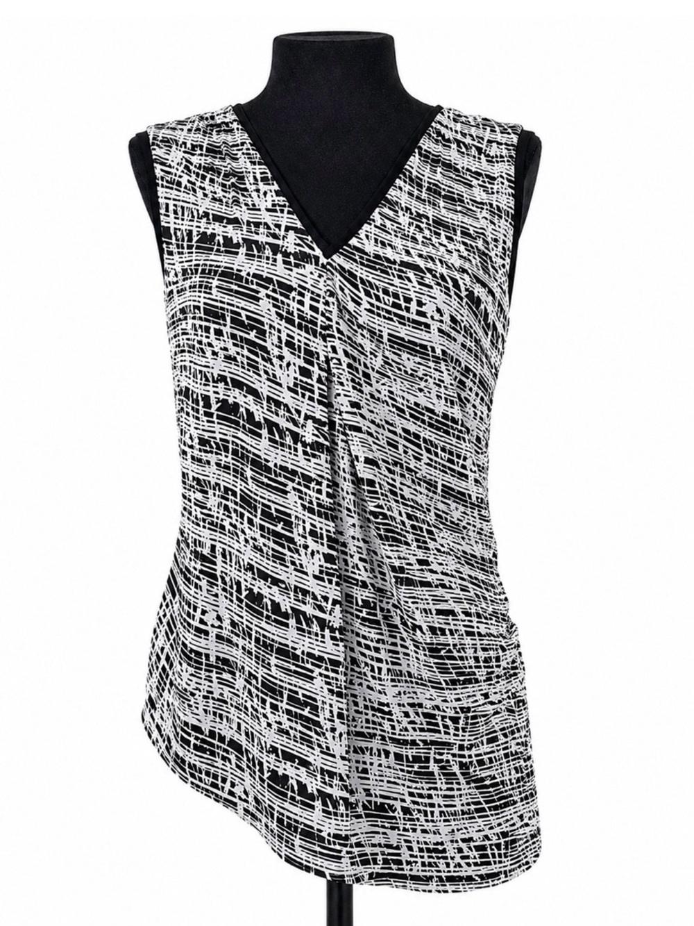 White House Black Market Black & White V-Neck Sleeveless Camisole